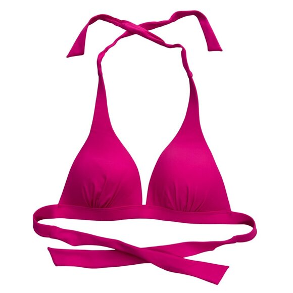 Arizona Bikini‎ Top Womens M Pink Push Up Padded Triangle Halter Wrap Ties Swim - Picture 1 of 6